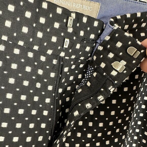 Banana Republic Pants Women Size 8 Hampton Black White Geometric Ankle Preppy - Picture 4 of 12